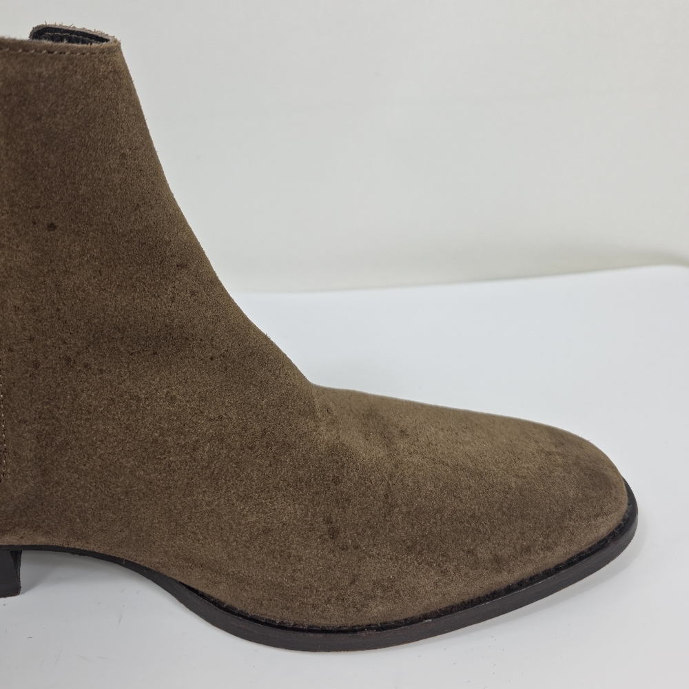 AllSaints Suede Chelsea Boots Tan Elastic Panel Pull On Size 44 US 11 - Picture 7 of 15